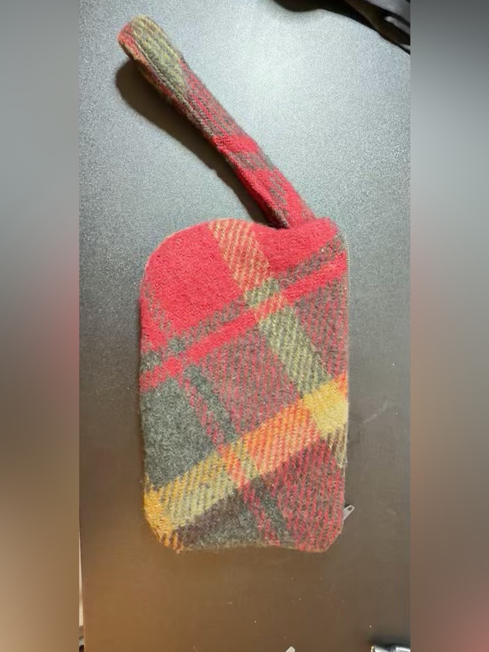 Gabby Girl Bags Handcrafted Red Plaid Wool Wristlet Pouch Zipper Clutch